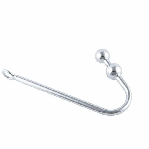 4417 Stainless Anal Hook Steel Two Balls Pleasurable 0809